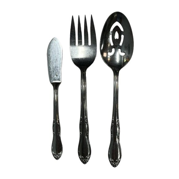 Oneida Homestead Simeon L & George H. Rogers Stainless Serving Set 3 Pieces - Picture 1 of 6
